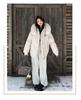 Women's Winter Hooded Cotton-Padded Parka with Stand-Up Collar and Badge Design