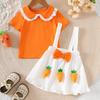 Baby Girls' Orange Top & Carrot Overall Skirt Set