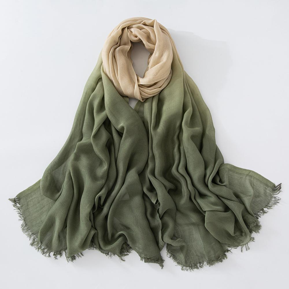 Autumn And Winter Tie-Dye Human Cotton Segment-Dyed Scarf Bamboo Cotton Two-Color Beach Outdoor Sports Sunscreen Silk Scarf Shawl