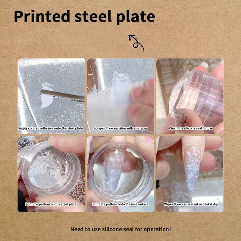 Nail Stamping Christmas Style Design Printed Steel Plate Cartoon Bow Milu Deer Pattern Nails Stencils Diy Manicure Tools