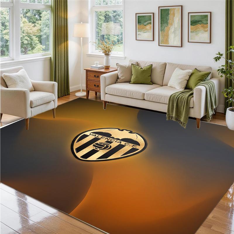 Valencia FC Design Crystal Velvet Rug Soft Decorative Mat for Bedroom Entrance