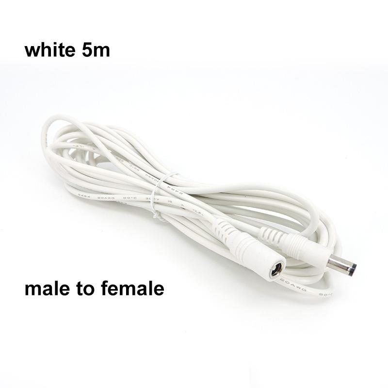 22awg 3A DC Male To Male Female Power Supply Adapter White Black Cable Plug 5.5x2.1mm Connector Wire 12V Extension Cords
