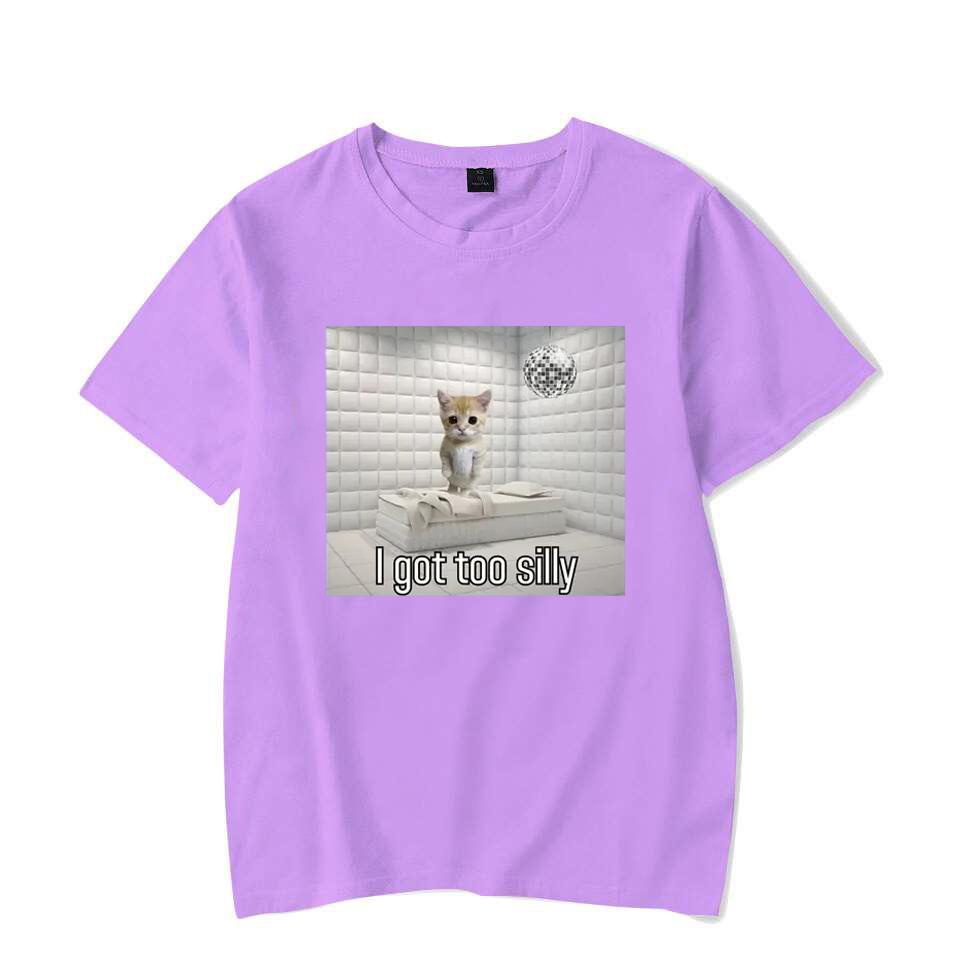 I Got Too Silly Funny Sad Crying Cat Meme T Shirt Men Women Trendy Short Sleeve T-shirt Summer Sport Casual Oversized Streetwear