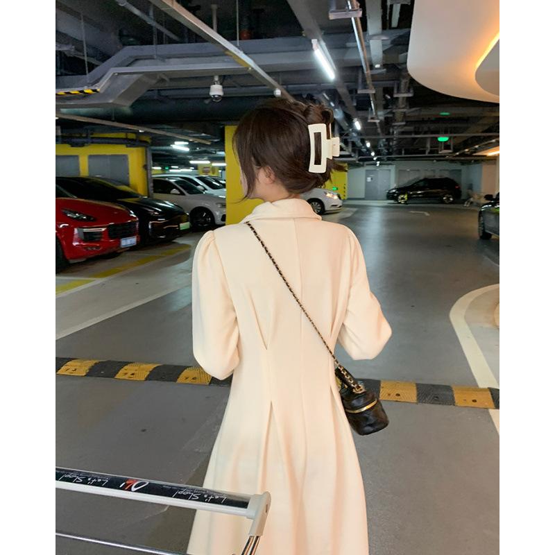 Large Size High-end Long-sleeved Waffle Inner Dress Women's Spring and Autumn New Waist Skirt
