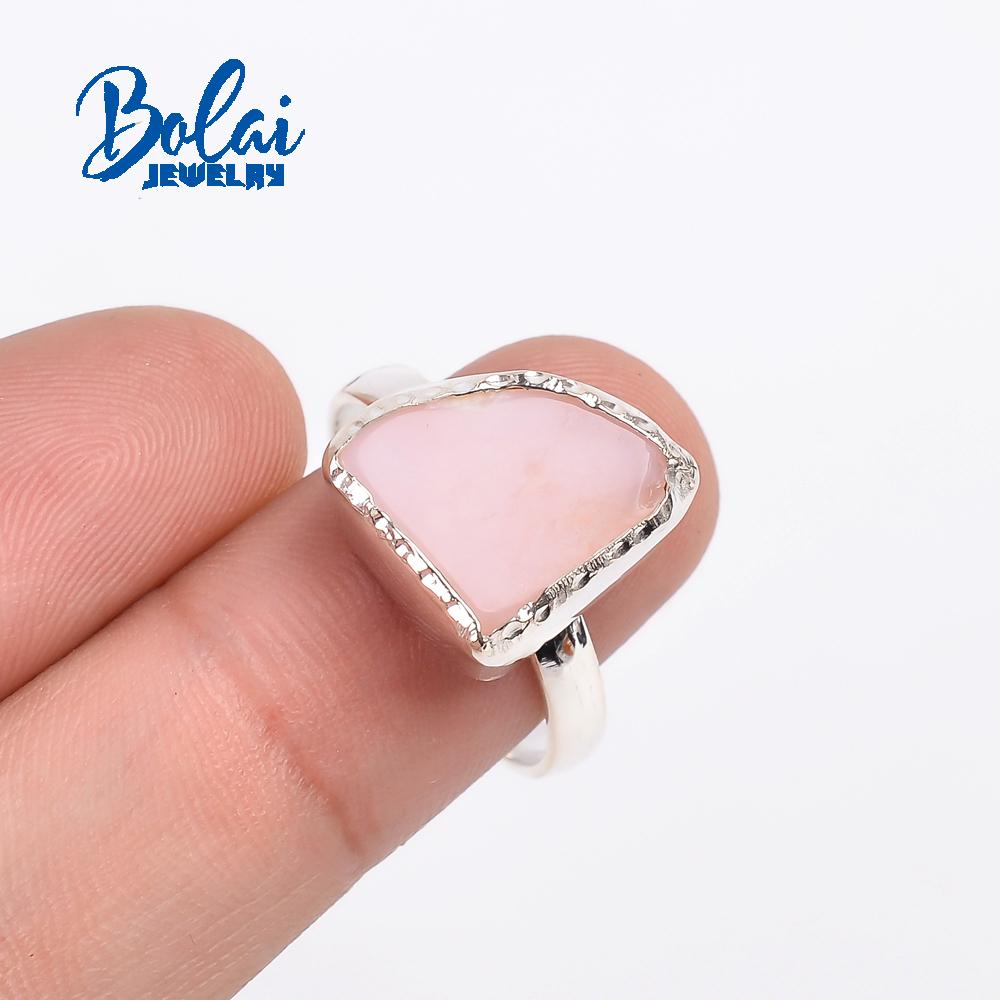 Baroque Gemstone Ring Handmade Natural Pink Opal Rough Gemstone Ring 925 Sterling Silver Fashion Lady Fine Jewelry