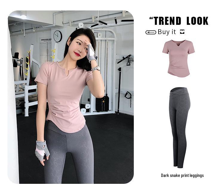 Miki Women's Slim Fit Short Sleeve Quick-Dry Yoga T-Shirt