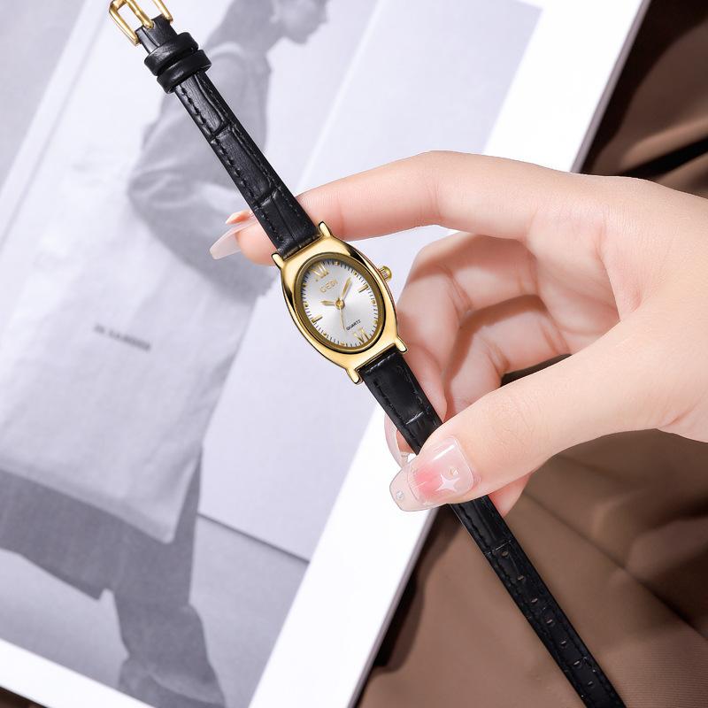 High-Value Leather Women'S Watch, Exquisite Oval High-End Quartz Watch, Guangzhou Women'S Waterproof Watch