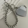 Modern Silver Heart Keychain Mirror Stylish Alloy Construction Fashionable Functional Jewelry Gift For Her Birthday