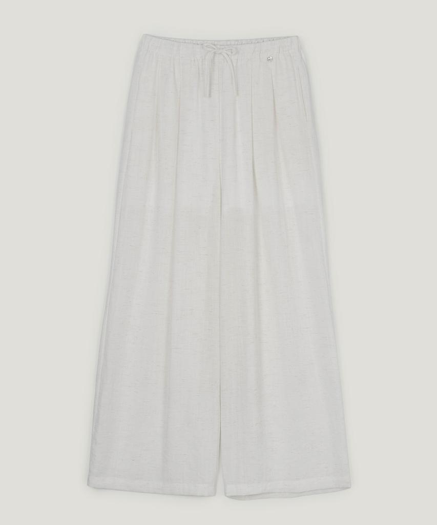 Teuwi Ont Linen Pintuck Elastic Waist Long Pants