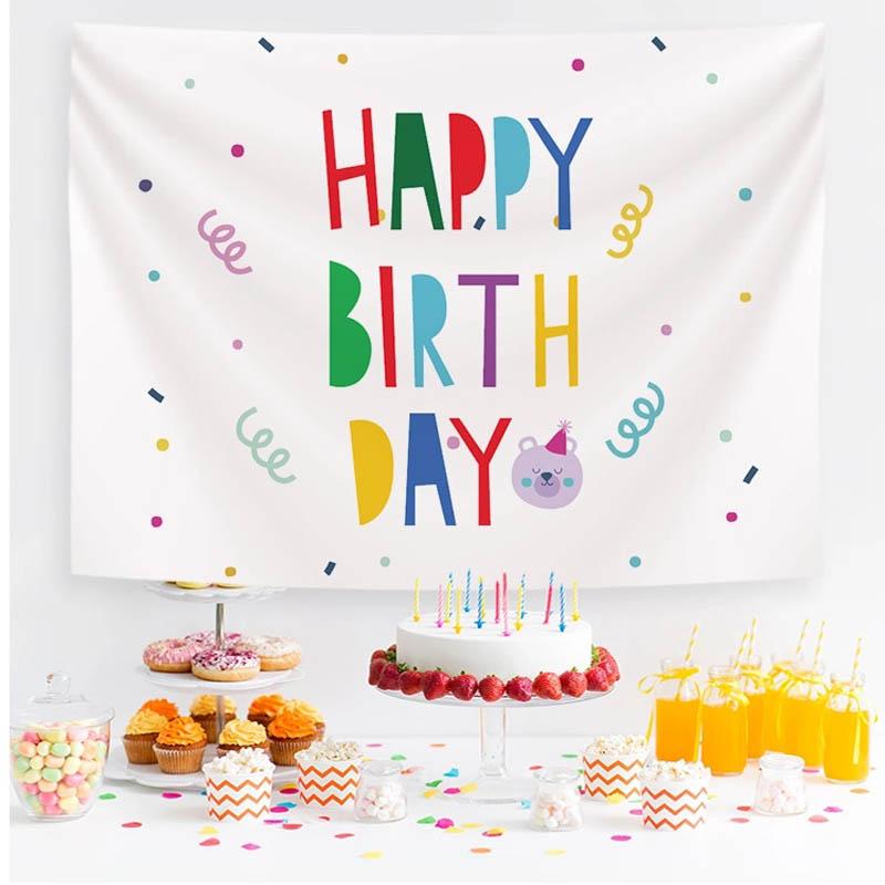 Happy Birthday Celebrate Tapestry Wall Hanging Wall Blanket Tapestry Art Home Decorations for Living Room Bedroom Dorm Decor
