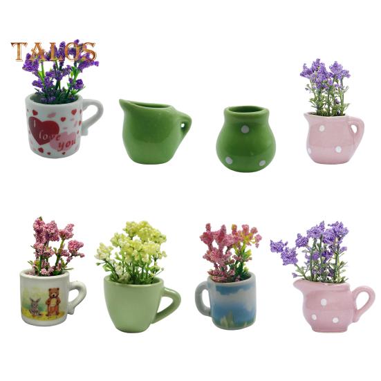 6/8Pcs Mini Ceramic Vase Refrigerator Magnet Home Office Kitchen Locker Fridge 3D Miniature Flower Vase Magnetic Decoration Ornament