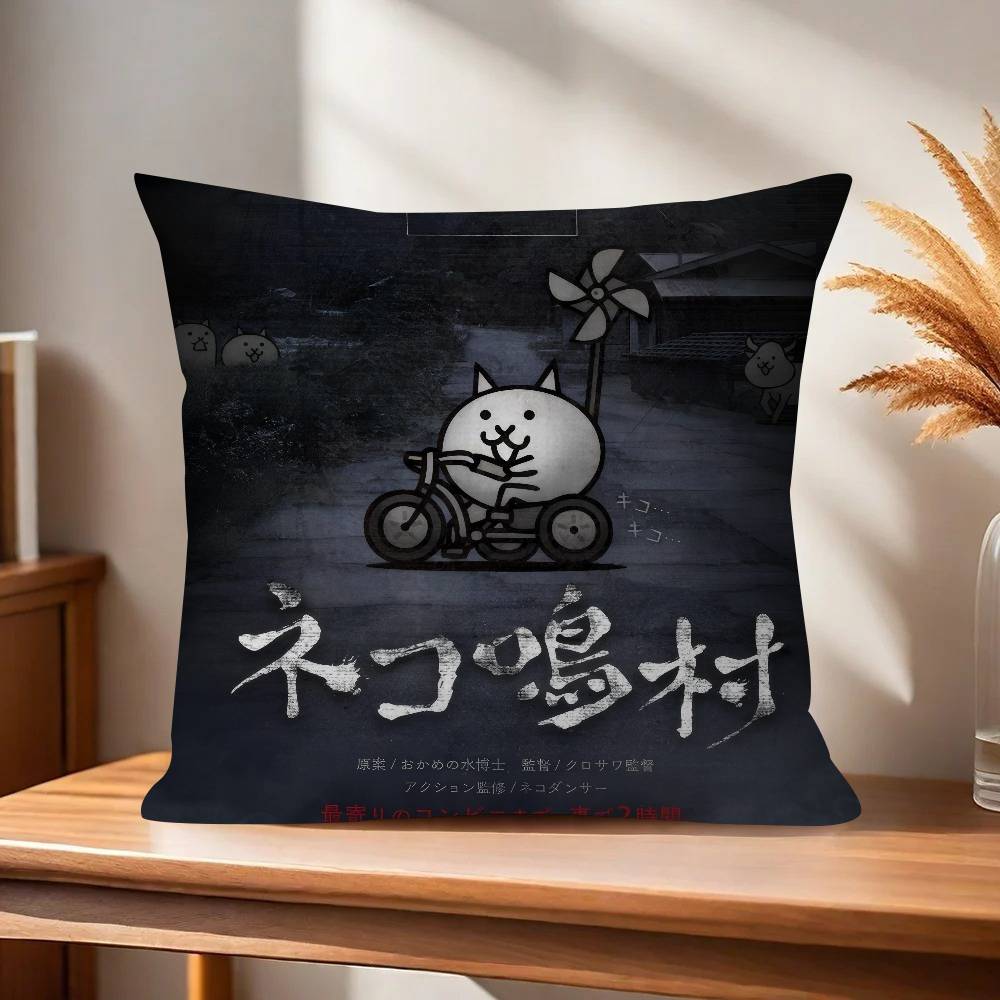 Game BBattle Cats Anime  Cushion Cover Inches Farmhouse Decor Home Throw Pillow Covers for Couch Decorations