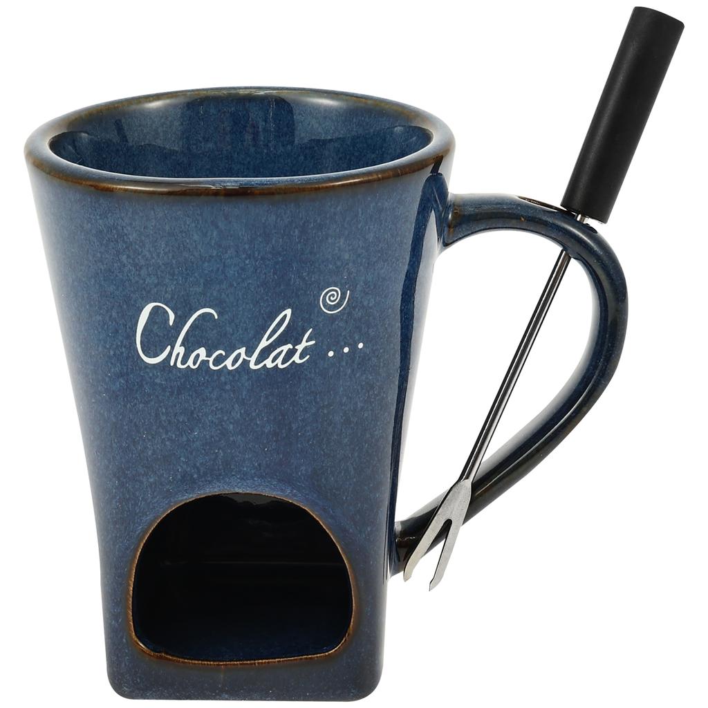 Caneca de Fondue de Chocolate Derretido Cerâmica Queijo Manteiga Aquecedor Panela Canecas de Chocolate Derretido com Garfo Vela Kit Derretedor de Fondue para Casa