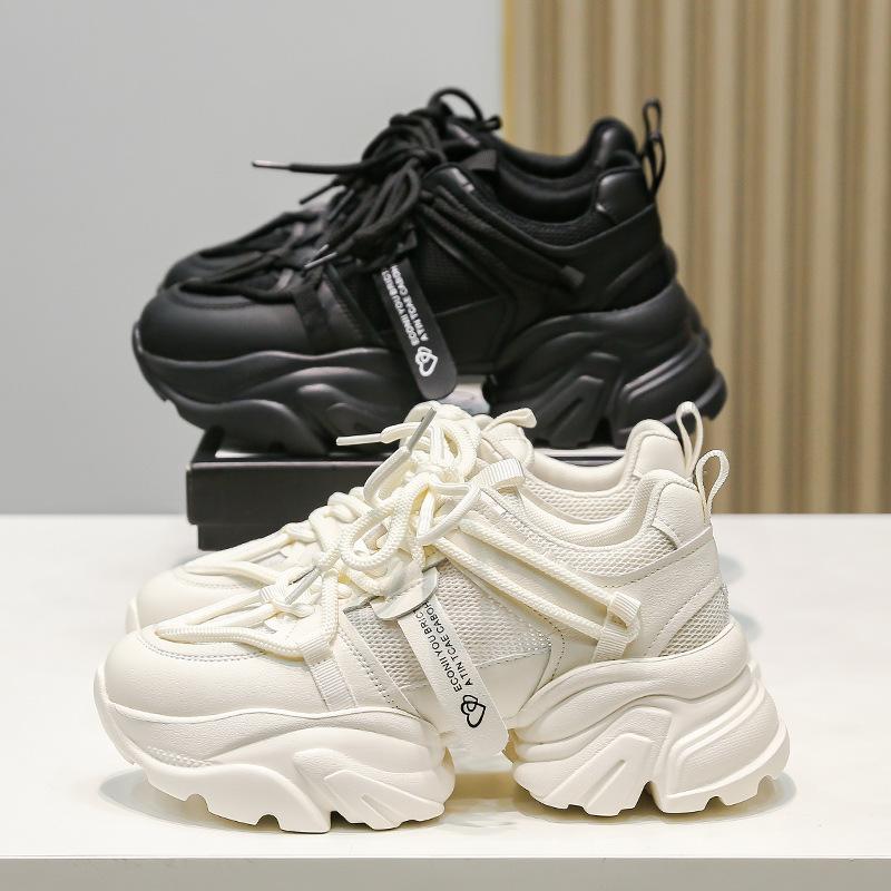 Sports dad shoes platform women's spring and summer new mesh leather ins tide non-slip fashion sports casual shoes women