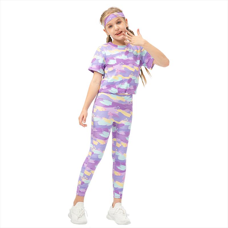 Girls' Printed High-Elastic Athletic Set