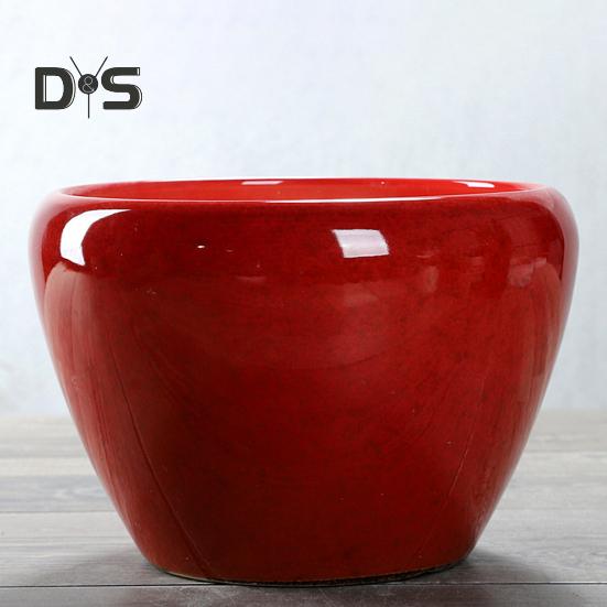 Ceramic Flowerpot Large Circular Opening Planter Pot Colored Glaze Finish Flower Pot with Drainage Hole for Indoor Outdoor Use