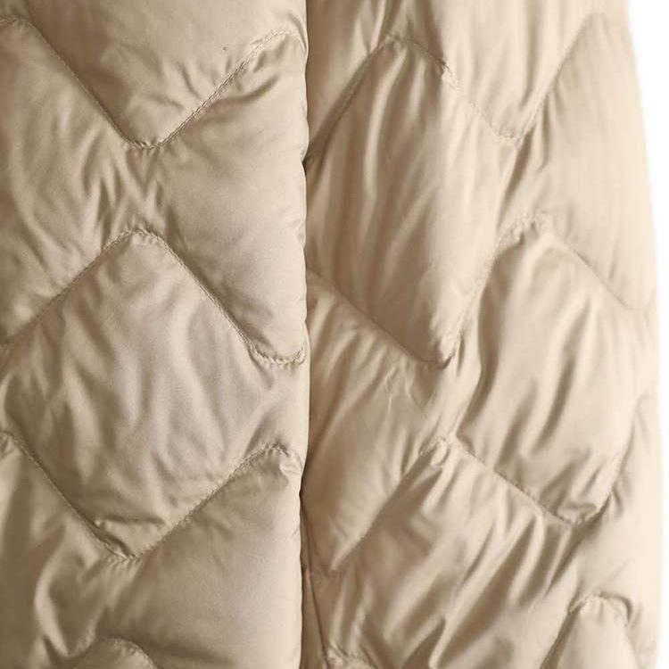 Autumn and winter collarless simple diamond loose and thin white duck down V-neck down jacket autumn and winter coat women