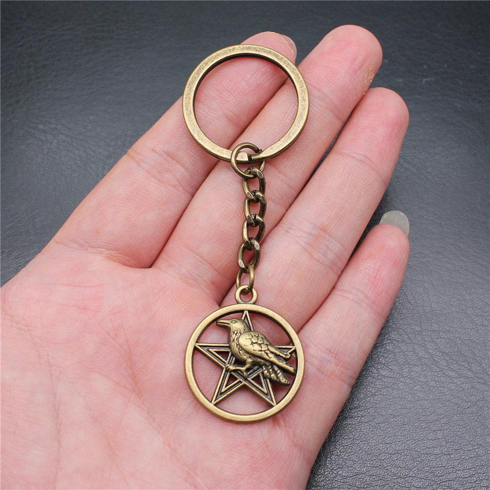 28mm Key Ring Star Pentagram Moon Minimalist Jewelry Components QY043