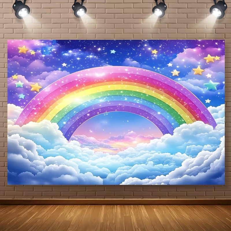

2D Sparkling Rainbow Star Cloud Wall Hanging Tapestry Backdrop 47.2x31.5inch/120*80cm