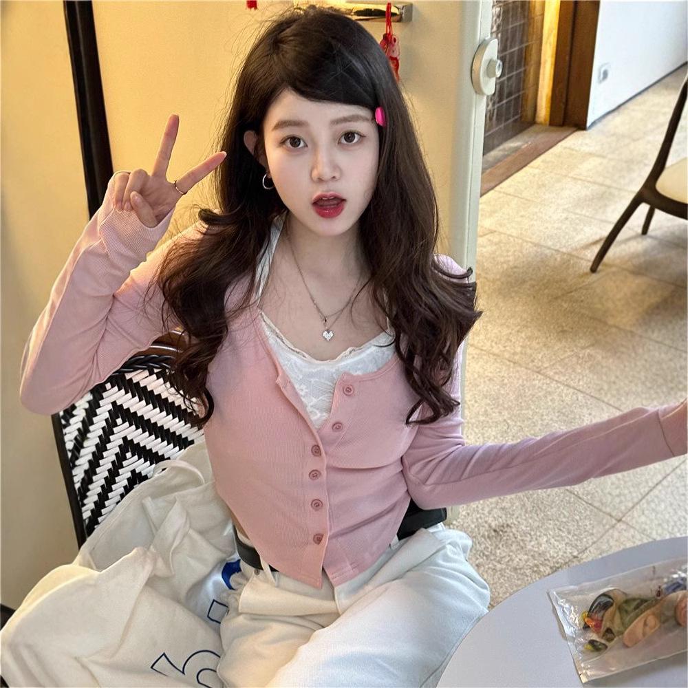 2025 Slimming Pure Desire Two-Piece Stitching Long-Sleeve Knitted Top