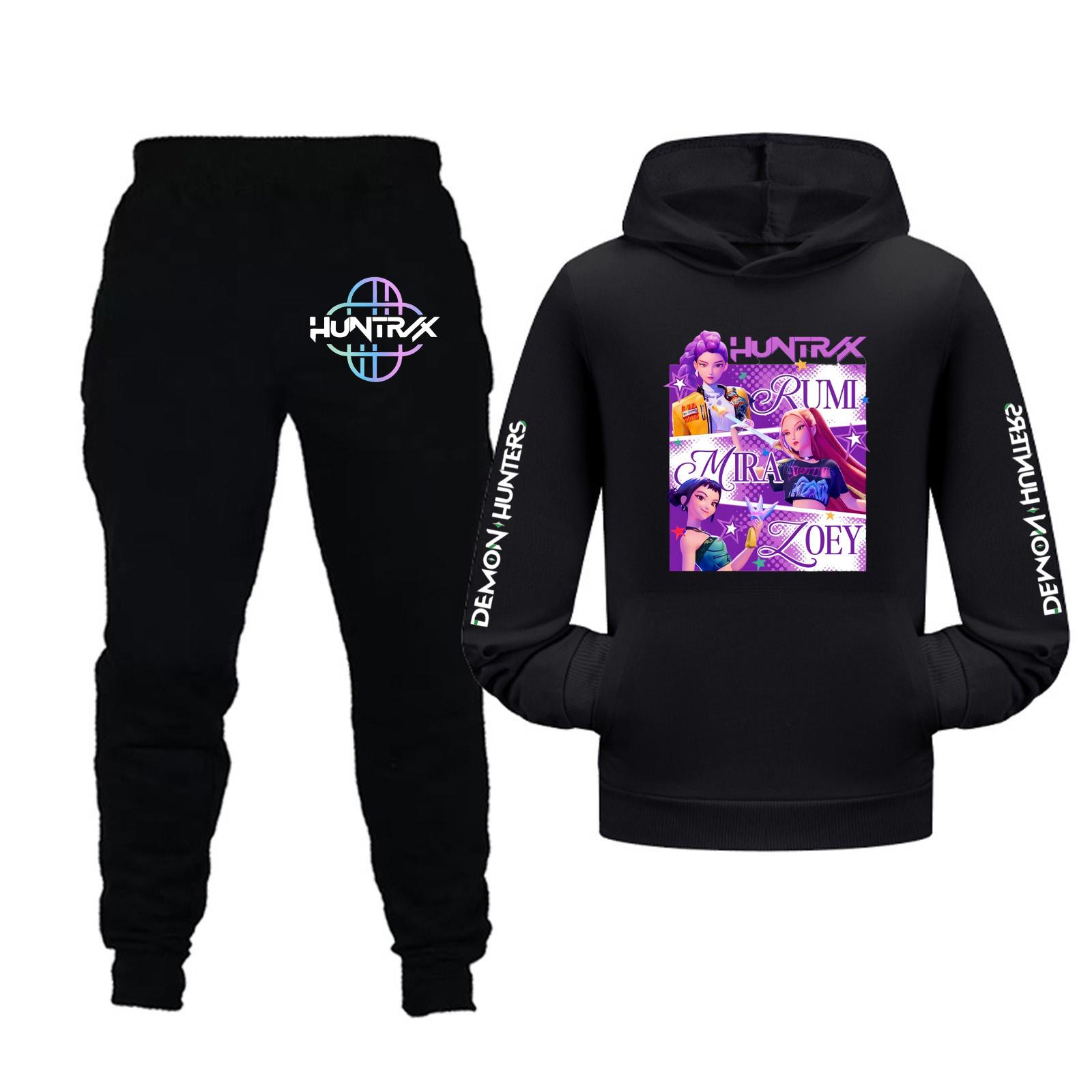 

Kids Girls Long Sleeve Hooded Sweatshirt And Pants Set For Toddler And Big Kids 2Pcs Outfits 110 чёрный