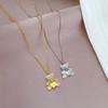 Love Bear Minimalist Wind Stove Real Gold Necklace Female Collarbone Chain Accessories