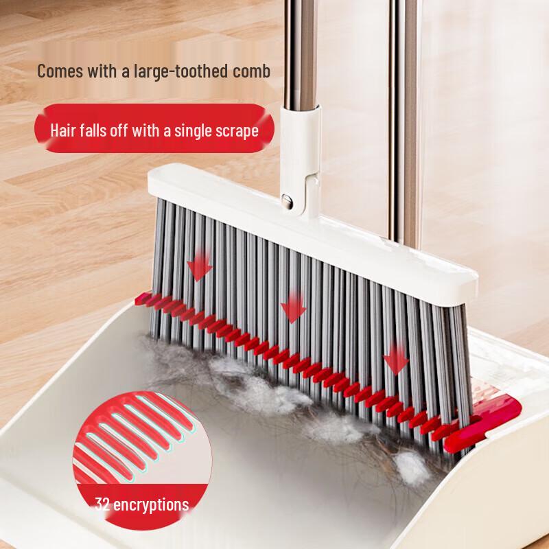 

OKwife Soft-Bristle Broom & Dustpan Set with Comb