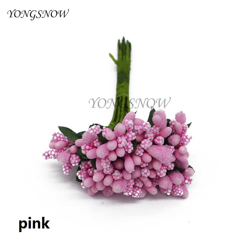 24 Stück/Los Maulbeerblütenstaub Künstliche Blumen Staubfäden / DIY Stempel für Blütenköpfe Hochzeitsfeier Scrapbooking Basteldekoration