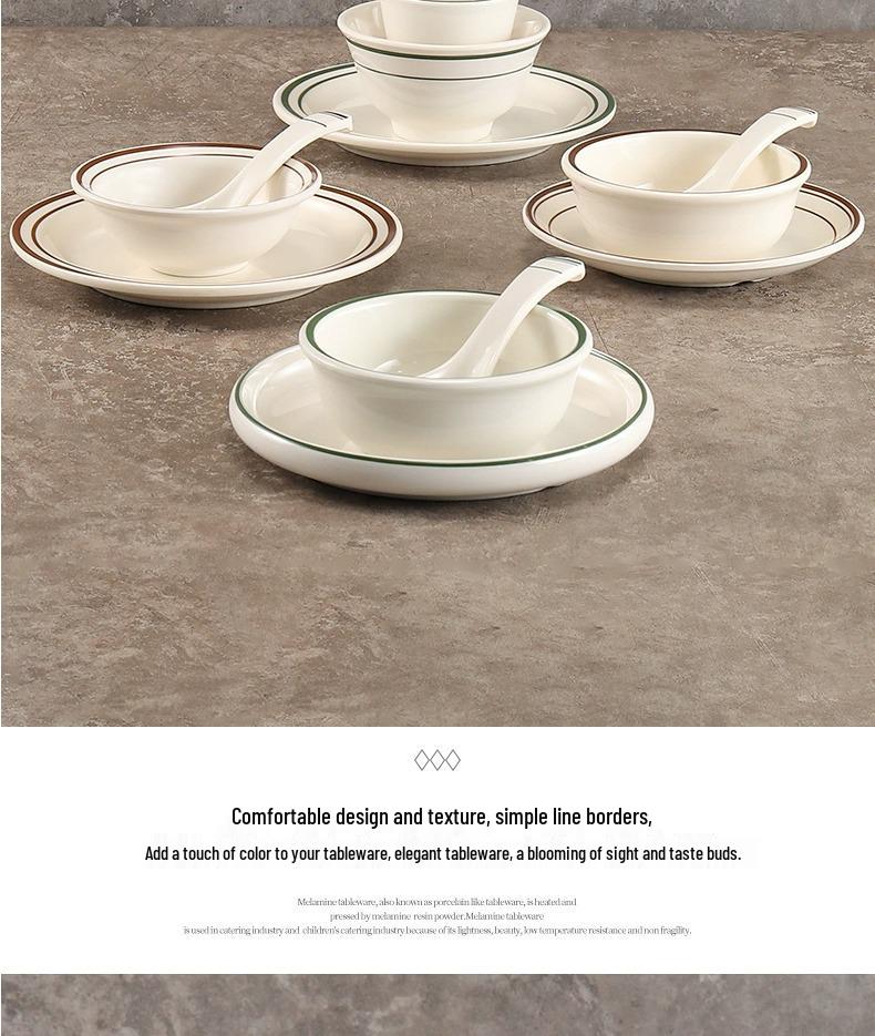 Melamine Four-Piece Table Set: Imitation Porcelain Plastic Bowls & Plates for Restaurants and Hotels