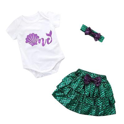Baby Girl Romper Mermaid Costume Baby Outfit Ariel Princess Dress Halloween Costume with Headband Size Months 60 [Dressy Daisy] 0-3