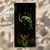 1Pc Taurus Zodiac Beach Towel Constellation Print Cosmic Bull Design Quick Dry Soft Microfiber Bath Towel For Astrology Fans