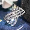 Fashion Luxury Cross Ring Women Brilliant Cubic Zirconia Silver Color Finger Accessories for Daily Party Gorgeous Jewelry