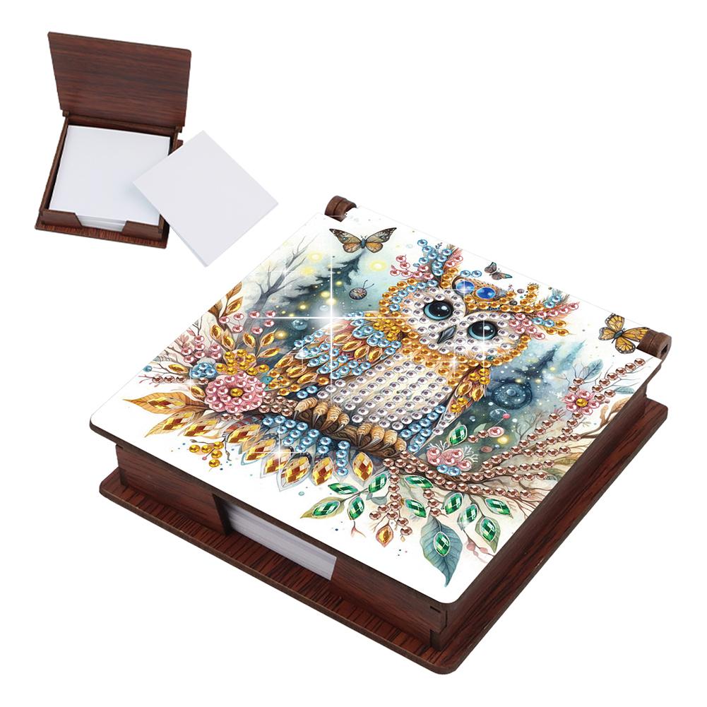 Animals Gem Painting Memo Pad Holder Mosaic Kit Contains 160 Sheets of Paper Rhinestones Post It Dispenser for Adults Beginners