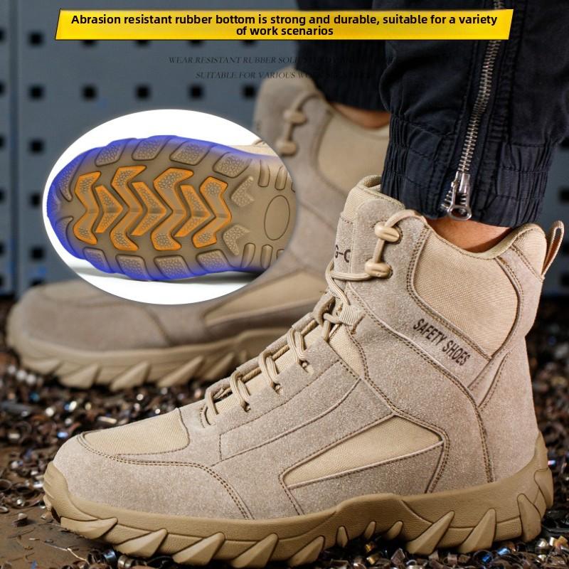 Steel Toe Safety Boots Rubber Sole Safety Boots Steel Toe Lightweight Shoes Puncture Proof Work Boots Breatheable Work Sneakers