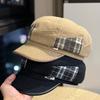 New Korean Style Plaid Color Blocked Beret Hat for Women In Autumn and Winter Versatile Face Showing Little British Retro Painter Hat Octagonal Hat