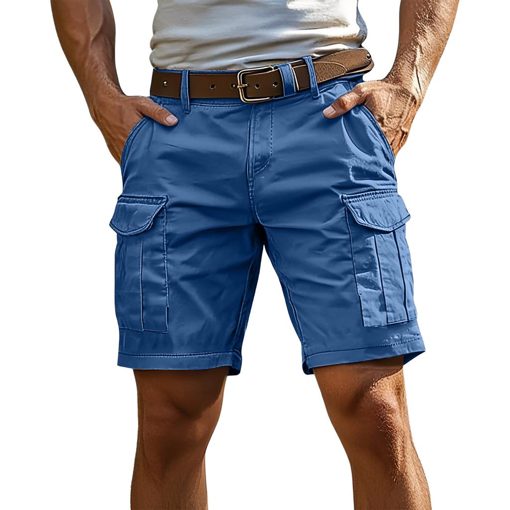 Mens Cargo Shorts with Multiple Pockets Relaxed Fit Belted Waist Casual Outdoor Wear for Daily Activities
