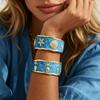 Hawaiian Flower Glazed Enamel Bracelet Geometric Heart Arm Ring Open Metal Vintage Cloisonne Bangle Girls