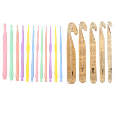 Juego de ganchillo de 17 piezas, ganchillos de cristal, herramientas de tejido DIY, agujas para suéteres, accesorios de tejido