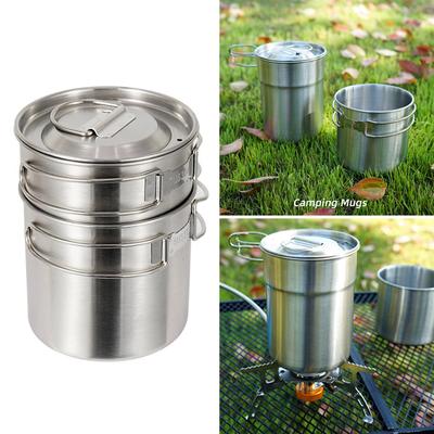 Stainless Steel Coffee Mug Folding Handle Coffee Cup Outdoor Camping Portable Cookware Pot for Hiking Backpacking