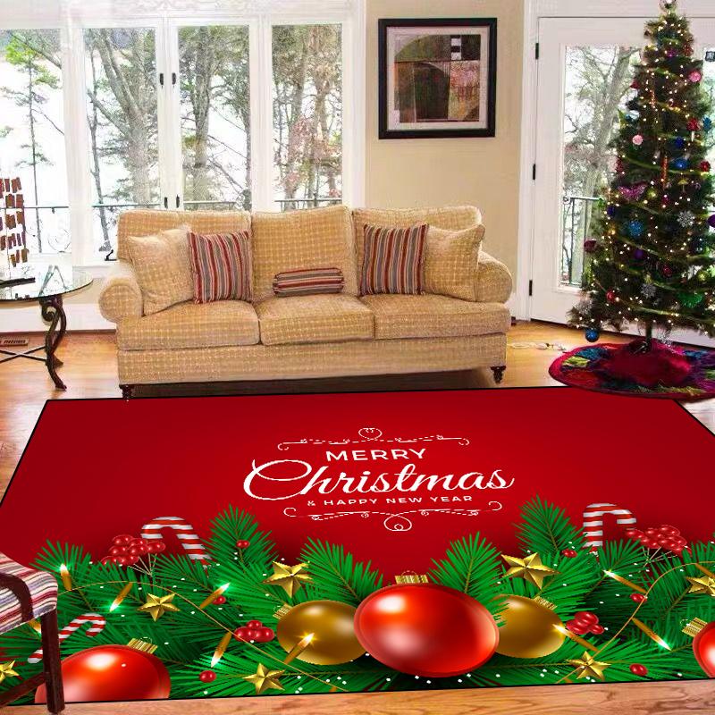 Christmas Carpet Living Room Decoration Home Rugs Children's Bedroom Non-slip Soft Mat Washable Balcony Lounge Rugs Customized