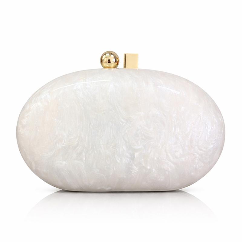 Oval Pearlescent Clutch Shoulder Acrylic Crossbody Evening Bag Fashion Ladies Handbags Woman Luxury Famous Brands Purse New In