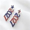 Sparkling 2027 Number Rhinestone Earrings for Women New Year Party Dangle Drop Earrings Fashion Jewelry Gift