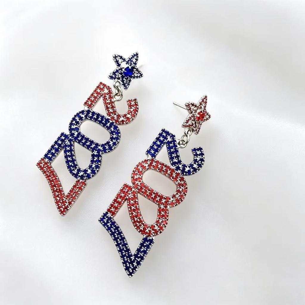 Sparkling 2027 Number Rhinestone Earrings for Women New Year Party Dangle Drop Earrings Fashion Jewelry Gift