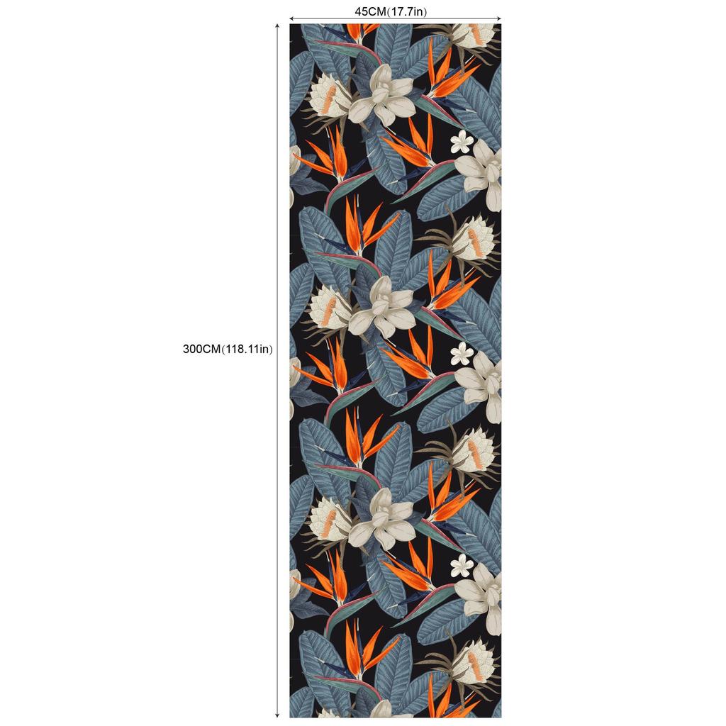 Removable Seamless Self-Adhesive Wallpaper for Living Room Background (Green Plants and Flowers)