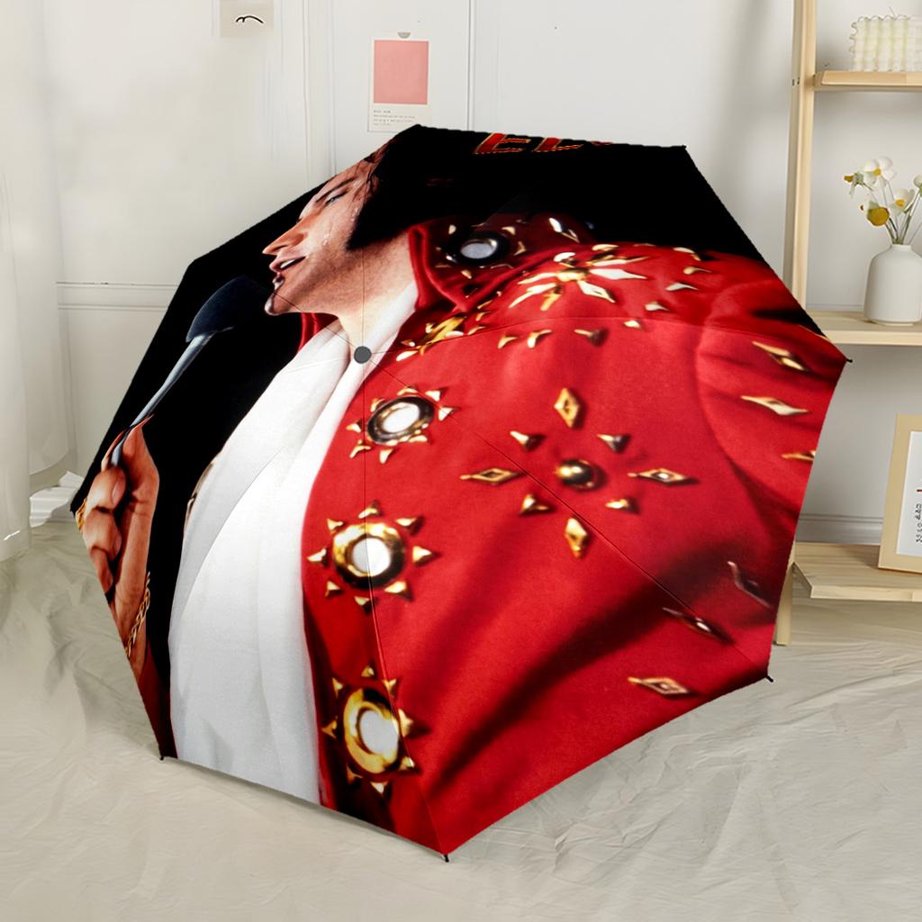 Elvis Presley's Iconic Style Automatic Umbrella with 8-Rib Foldable Design All-Season Use Fashionable Perfect Gift for Friends & Family