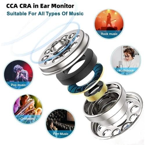 H HIFIHEAR CCA CRA Wired In-Ear Monitor Headphones with Ultra-Thin Diaphragm Dynamic Driver, High Sound Isolation, High-End HIFI Sound Quality, Compac
