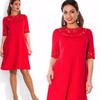 Women Round Collar Plus Size Pure Color Dress With Comfortable Cotton Blend Fabric