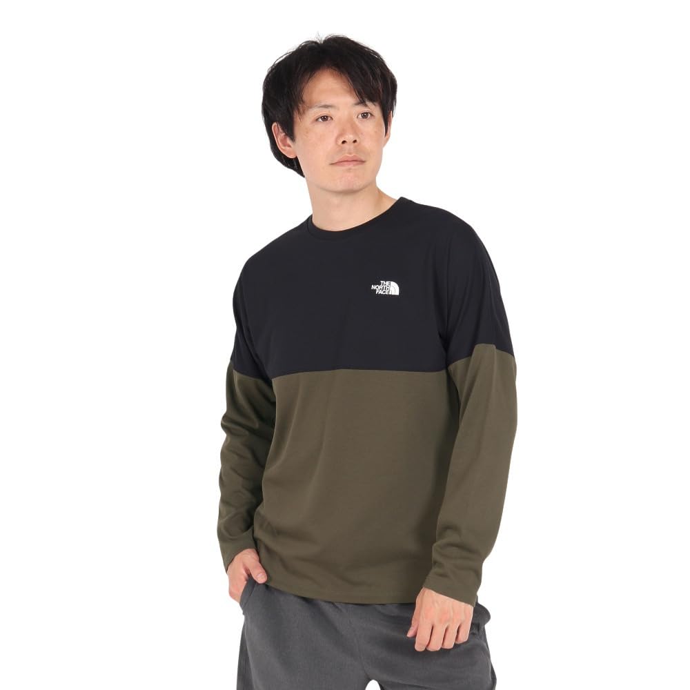 

Футболка North с длинным рукавом, выкройка и пошив, длинная, Nuptse, новая, размер M [The Face], футболка L/S, двухцветная, серо-коричневая/черная