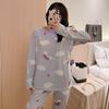 Women's Cute Cartoon Long Sleeve Pajama Set – Comfortable Thin Style for Spring, Autumn, and Winter, Wearable Outdoors