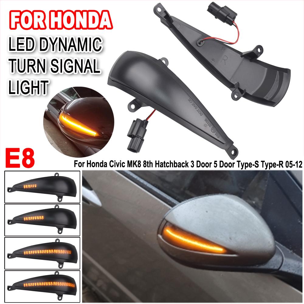 2X Dynamic Blinker LED Turn Signal Light Indicator Side Mirror Lamp for Honda Civic 8th MK8 Hatchback 3D 5D 2006 2012 FN2 FN FK